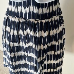 LOFT Navy and White A-Line Skirt